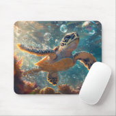 Schattigee Baby Zeeen Schildpad met Bubbels Muismat (Met muis)