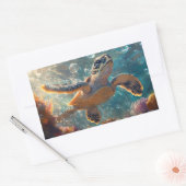 Schattigee Baby Zeeen Schildpad met Bubbels Rechthoekige Sticker (Envelop)