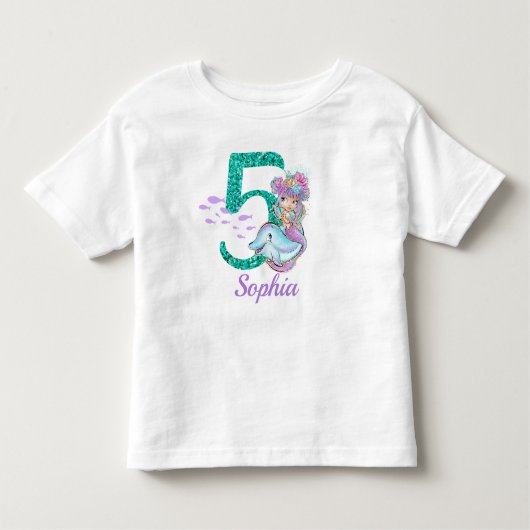 Schattigee Baby Zeemeermin 5e Verjaardag T-Shirt (Voorkant)