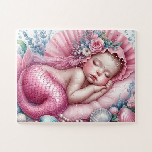 Schattigee baby Zeemeermin Legpuzzel (Horizontaal)