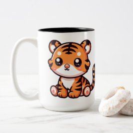 Schattigee baby zittende tijger cartoon tweekleurige koffiemok