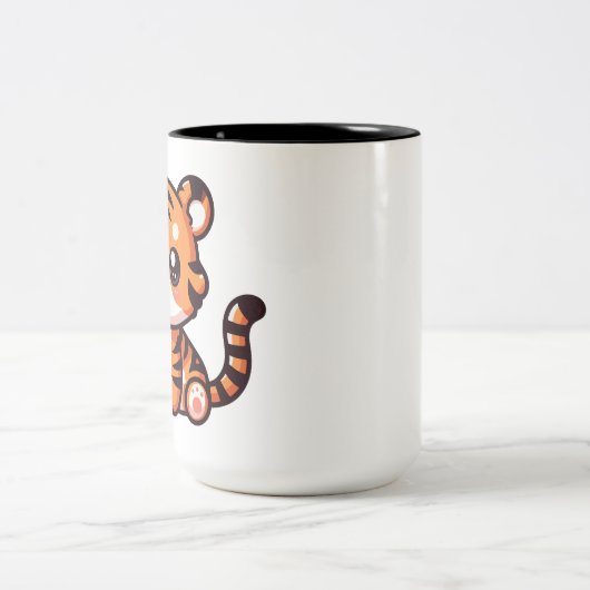 Schattigee baby zittende tijger cartoon tweekleurige koffiemok (Center)