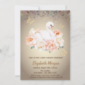 Schattigee Baby Zwaan Rozen Confetti Baby shower Kaart (Voorkant)