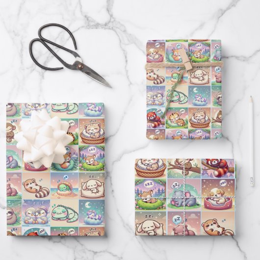 Schattigee babydieren - Baby shower inpakpapier (Voorkant)