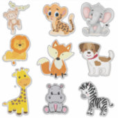 Schattigee babydieren Custom-cut Vinyl Stickers (Voorkant)