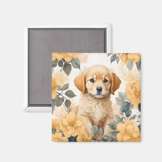Schattigee babydieren | Golden Retriever Puppy Magneet (Voorkant / Achterkant)