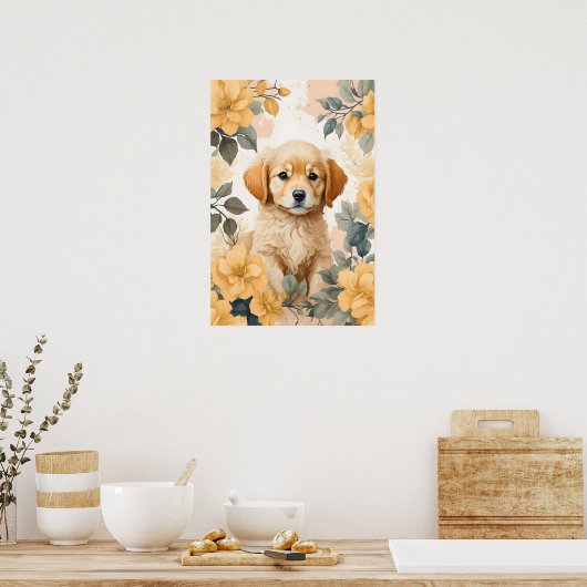 Schattigee babydieren | Golden Retriever Puppy Poster (Keuken)