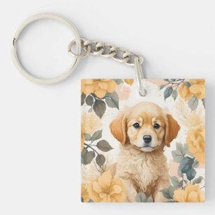 Schattigee babydieren   Golden Retriever Puppy Sleutelhanger