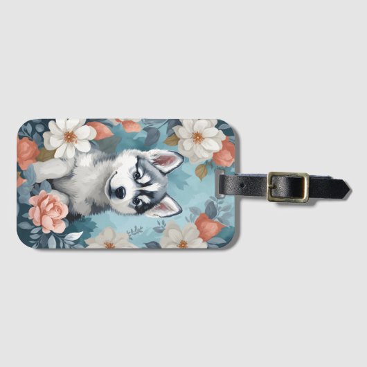 Schattigee babydieren | Husky Puppy Bagagelabel (Voorkant (horizontaal))