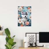 Schattigee babydieren | Husky Puppy Poster (Thuiskantoor)