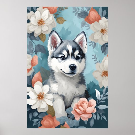 Schattigee babydieren | Husky Puppy Poster (Voorkant)