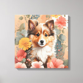 Schattigee babydieren | Schattigee Shetland Sheepd Canvas Afdruk