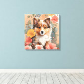 Schattigee babydieren | Schattigee Shetland Sheepd Canvas Afdruk (Insitu (Houten vloer))