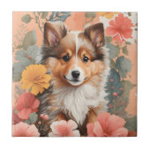 Schattigee babydieren | Schattigee Shetland Sheepd Tegeltje (Voorkant)