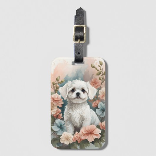 Schattigee babydieren | Schattigee witte maltese p Bagagelabel (Voorkant (verticaal))