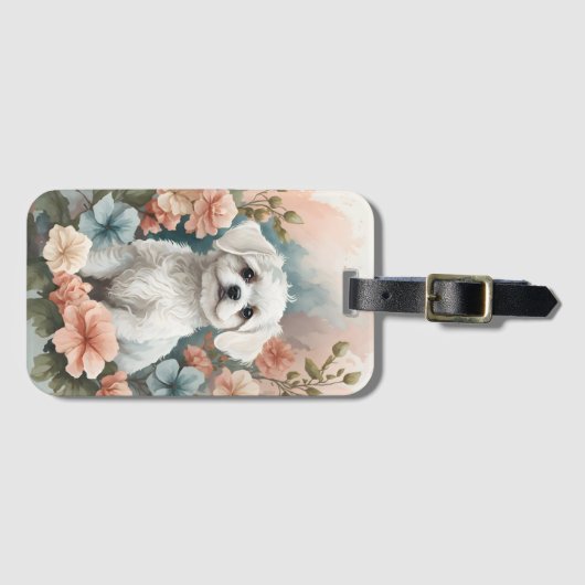 Schattigee babydieren | Schattigee witte maltese p Bagagelabel (Voorkant (horizontaal))