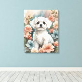 Schattigee babydieren | Schattigee witte maltese p Canvas Afdruk (Insitu (Houten vloer))