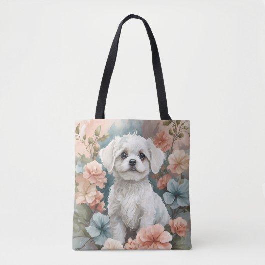Schattigee babydieren | Schattigee witte maltese p Tote Bag (Voorkant)