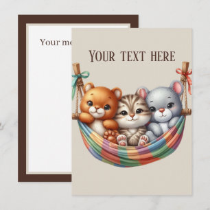 Schattigee babydieren tekst toevoegen notitiekaartje