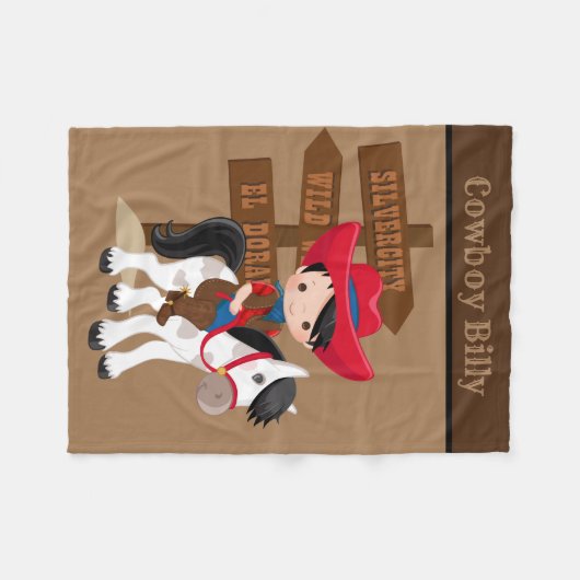 Schattigee babyjongen voeg naam cowboydeken toe fleece deken (Voorkant (Horizontaal))