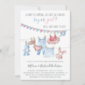 Schattigee babykleding gender reveal party Baby sh Kaart (Voorkant)