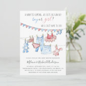 Schattigee babykleding gender reveal party Baby sh Kaart (Staand voorkant)