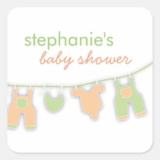 Schattigee babykleding op het Line Neutral Baby sh Vierkante Sticker (Voorkant)
