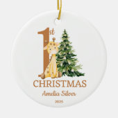 Schattigee baby's 1e kerst gepersonaliseerd keramisch ornament (Voorkant)