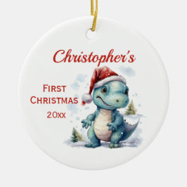 Schattigee Baby's 1e Kerstmis Dinosaurus Keramisch Ornament