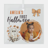 Schattigee baby's eerste Halloween-spookfoto Glas Ornament (Voorkant)