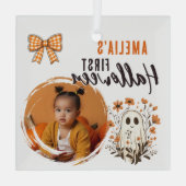 Schattigee baby's eerste Halloween-spookfoto Glas Ornament (Achterkant)