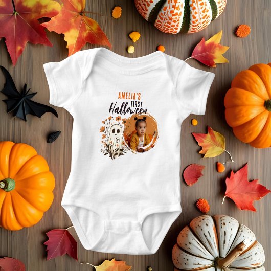 Schattigee baby's eerste Halloween-spookfoto Romper