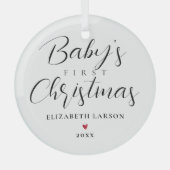 Schattigee Baby's eerste kerst aangepaste naam wit Glas Ornament (Voorkant)