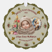 Schattigee Baby's Eerste Kerst Cardstock Ornament Kaart (Voorkant)