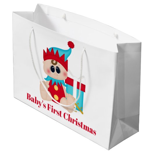 Schattigee baby's eerste kerstfeest groot cadeauzakje (Achterkant Gekanteld)