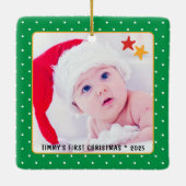 Schattigee baby's eerste kerstfoto keramisch ornament (Achterkant)