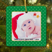 Schattigee baby's eerste kerstfoto keramisch ornament