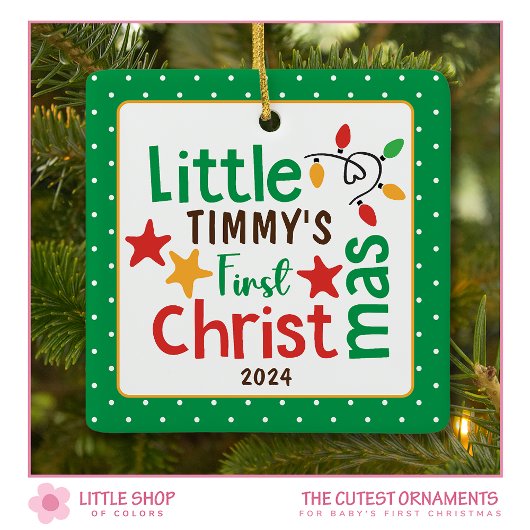 Schattigee baby's eerste kerstfoto keramisch ornament