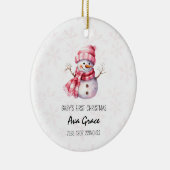 Schattigee Baby's Eerste Kerstwinter Sneeuwman Keramisch Ornament (Rechts)