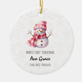 Schattigee Baby's Eerste Kerstwinter Sneeuwman Keramisch Ornament (Voorkant)