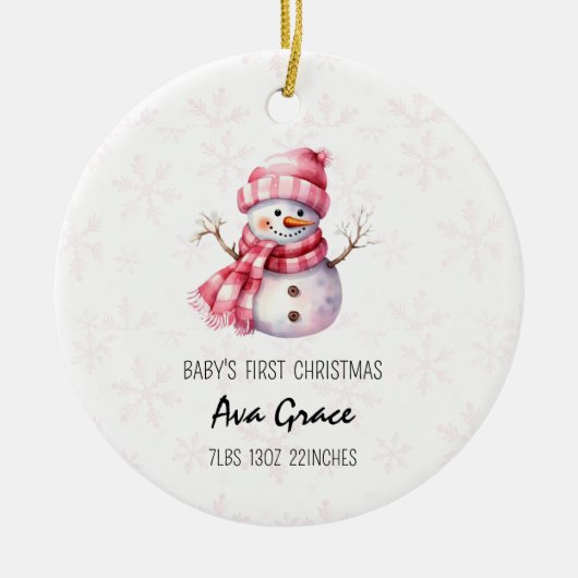 Schattigee Baby's Eerste Kerstwinter Sneeuwman Keramisch Ornament (Voorkant)