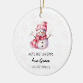 Schattigee Baby's Eerste Kerstwinter Sneeuwman Keramisch Ornament (Links)