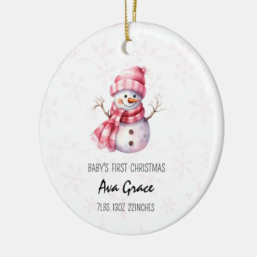 Schattigee Baby's Eerste Kerstwinter Sneeuwman Keramisch Ornament (Links)