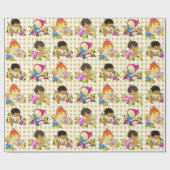 Schattigee Baby's Retro Kleurrijke Beige Plaid Cadeaupapier (Vlak)