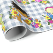 Schattigee Baby's Retro Kleurrijke Blauwe Plaid Cadeaupapier (Rol Hoek)