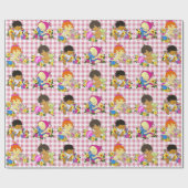 Schattigee Baby's Retro Kleurrijke Roze Plaid Cadeaupapier (Vlak)