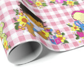 Schattigee Baby's Retro Kleurrijke Roze Plaid Cadeaupapier (Rol Hoek)