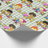 Schattigee Baby's Retro Kleurrijke Sage Green Plai Cadeaupapier (Hoek)