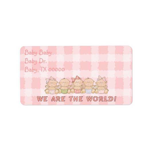 Schattigee baby's roze retouradres of cadeau Label (Voorkant)