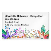 Schattigee Babysitter Bloemen Botanische Visitekaa Magnetisch Visitekaartje (Voorkant)